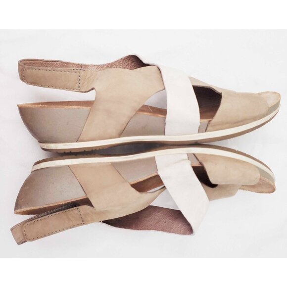 Dansko Womens 2 Tone Ivory and Tan Vicky Slingback Wedge Sandals Shoes 39 - Picture 6 of 8